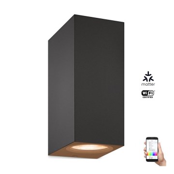 WiZ - Iluminação de parede LED RGBW com regulação UP&DOWN 2xGU10/4,7W/230V 2200-6500K Wi-Fi CRI 90 preto