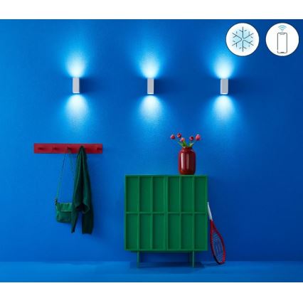 WiZ - Iluminação de parede LED RGBW com regulação UP&DOWN 2xGU10/4,7W/230V 2200-6500K Wi-Fi CRI 90 branco