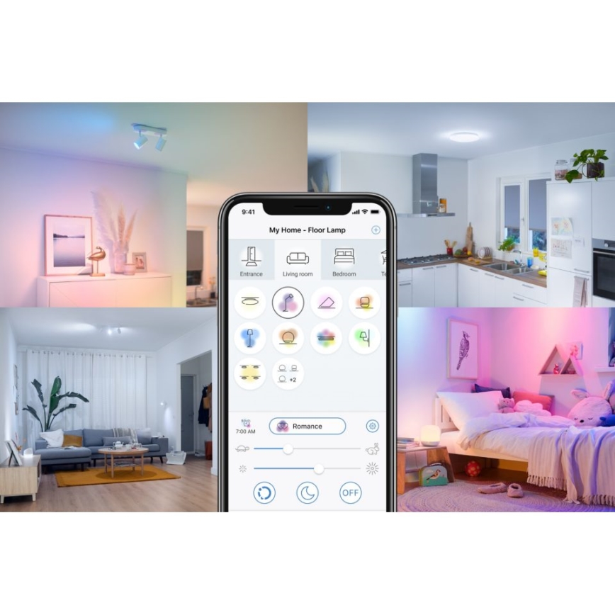 WiZ - Iluminação de parede LED RGBW com regulação UP&DOWN 2xGU10/4,7W/230V 2200-6500K Wi-Fi CRI 90 branco