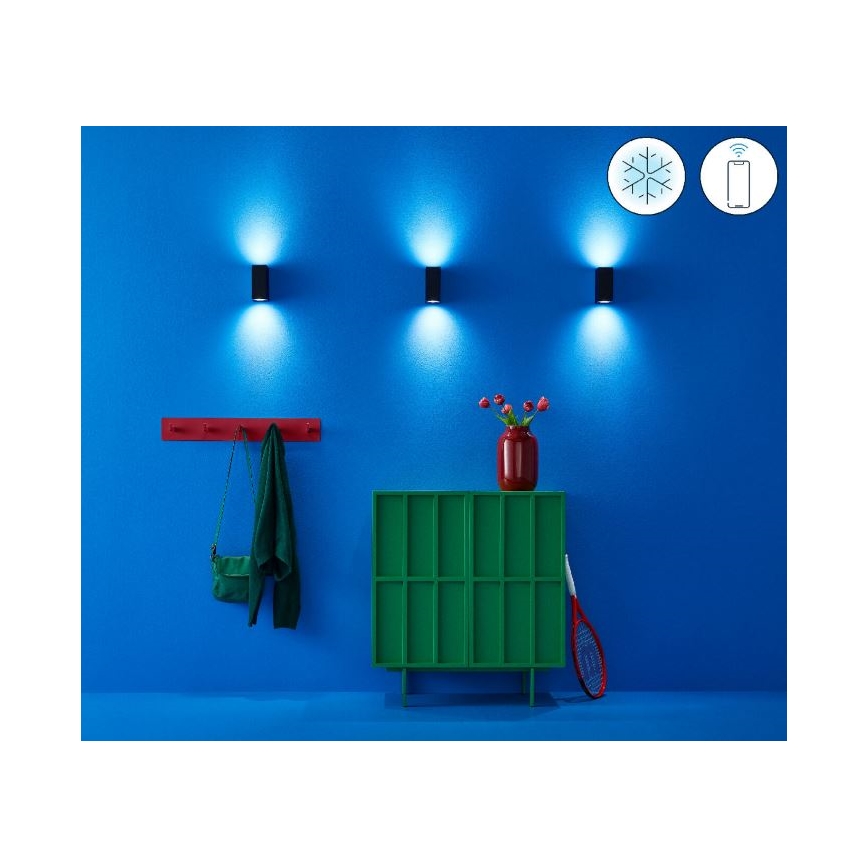 WiZ - Iluminação de parede LED RGBW com regulação UP&DOWN 2xGU10/4,7W/230V 2200-6500K Wi-Fi CRI 90 preto