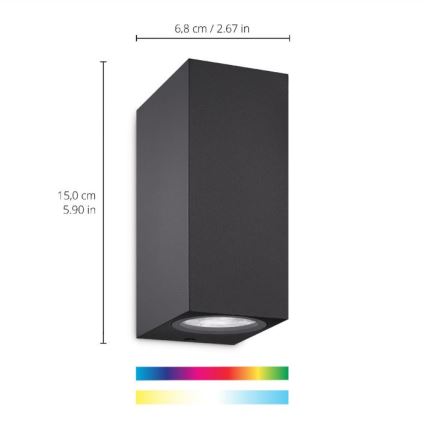 WiZ - Iluminação de parede LED RGBW com regulação UP&DOWN 2xGU10/4,7W/230V 2200-6500K Wi-Fi CRI 90 preto