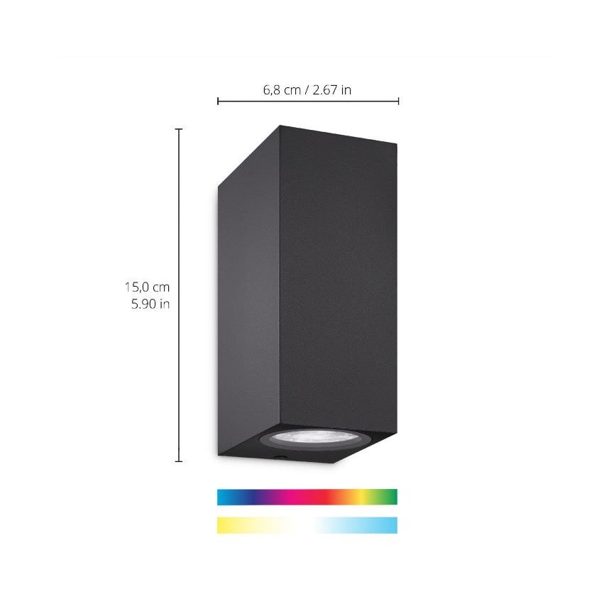 WiZ - Iluminação de parede LED RGBW com regulação UP&DOWN 2xGU10/4,7W/230V 2200-6500K Wi-Fi CRI 90 preto