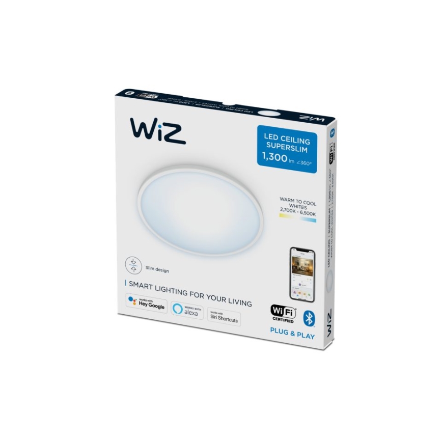 WiZ - Iluminação de teto LED com regulação do fluxo luminoso SUPERSLIM LED/14W/230V 2700-6500K Wi-Fi branco