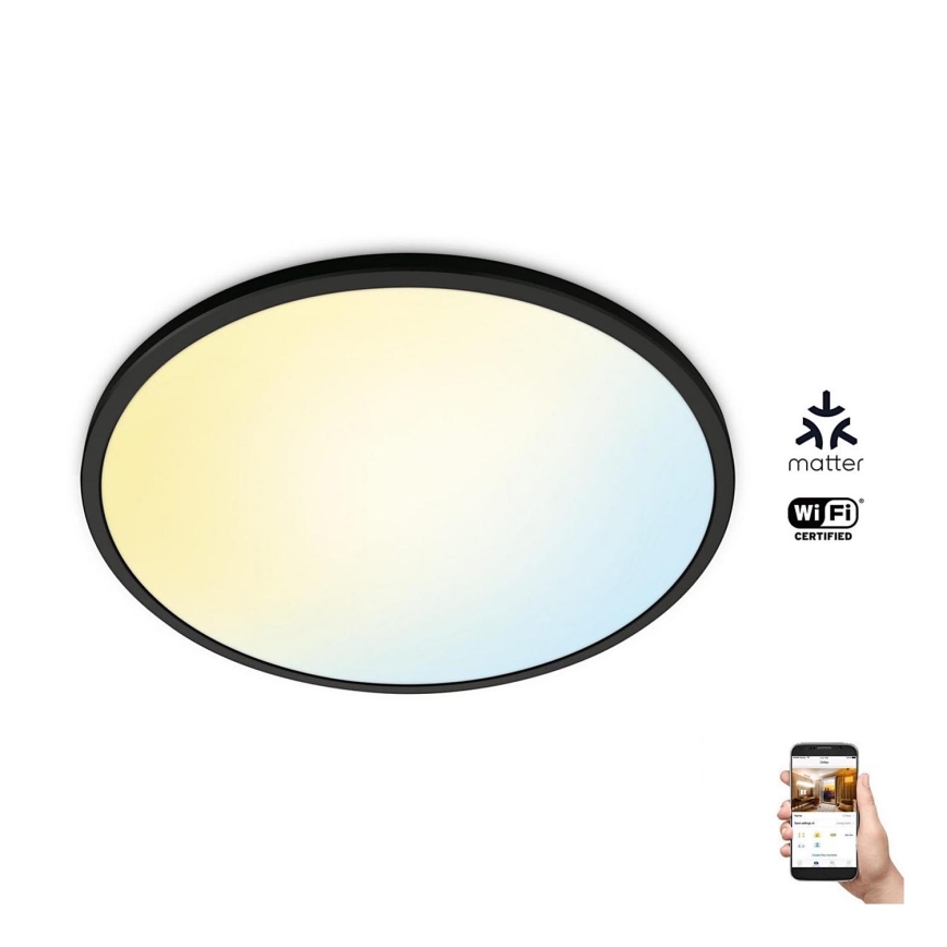 WiZ - Iluminação de teto LED com regulação SUPERSLIM LED/22W/230V 2700-6500K Wi-Fi preto