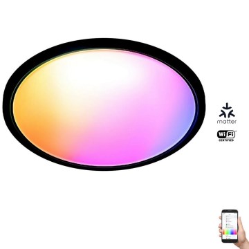 WiZ - Iluminação de teto LED RGB com regulação SUPERSLIM LED/22W/230V 2700-6500K Wi-Fi preto