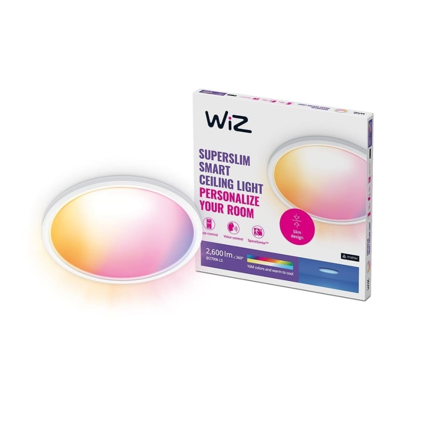 WiZ - Iluminação de teto LED RGB com regulação SUPERSLIM LED/22W/230V 2700-6500K Wi-Fi branco