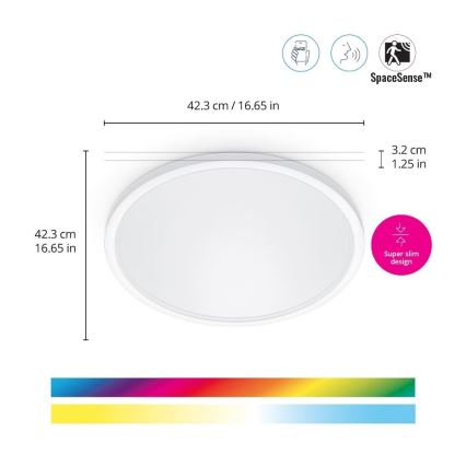 WiZ - Iluminação de teto LED RGB com regulação SUPERSLIM LED/22W/230V 2700-6500K Wi-Fi branco