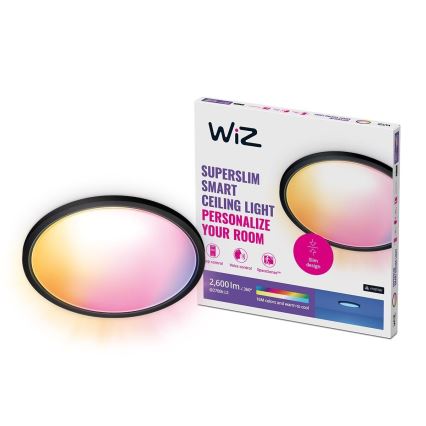 WiZ - Iluminação de teto LED RGB com regulação SUPERSLIM LED/22W/230V 2700-6500K Wi-Fi preto