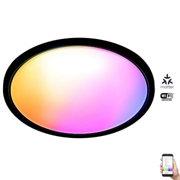 WiZ - Iluminação de teto LED RGB com regulação SUPERSLIM LED/32W/230V 2700-6500K Wi-Fi preto