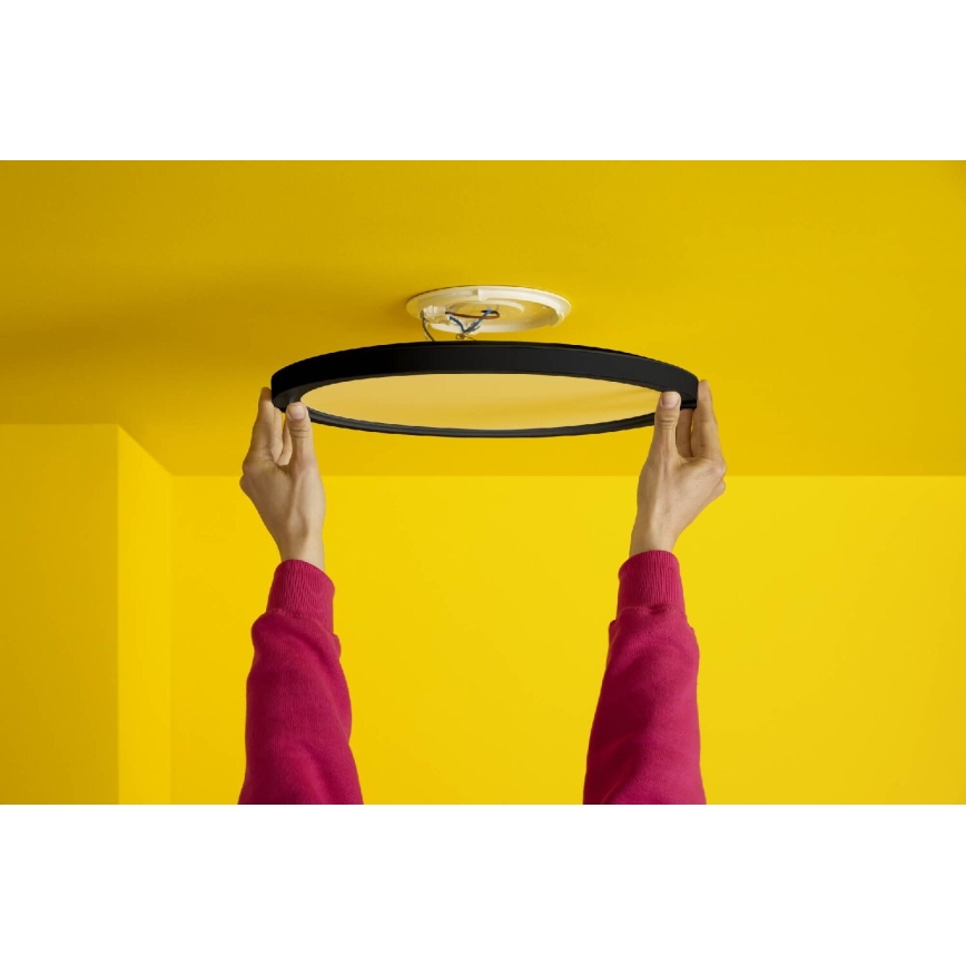 WiZ - Iluminação de teto LED RGB com regulação SUPERSLIM LED/32W/230V 2700-6500K Wi-Fi preto