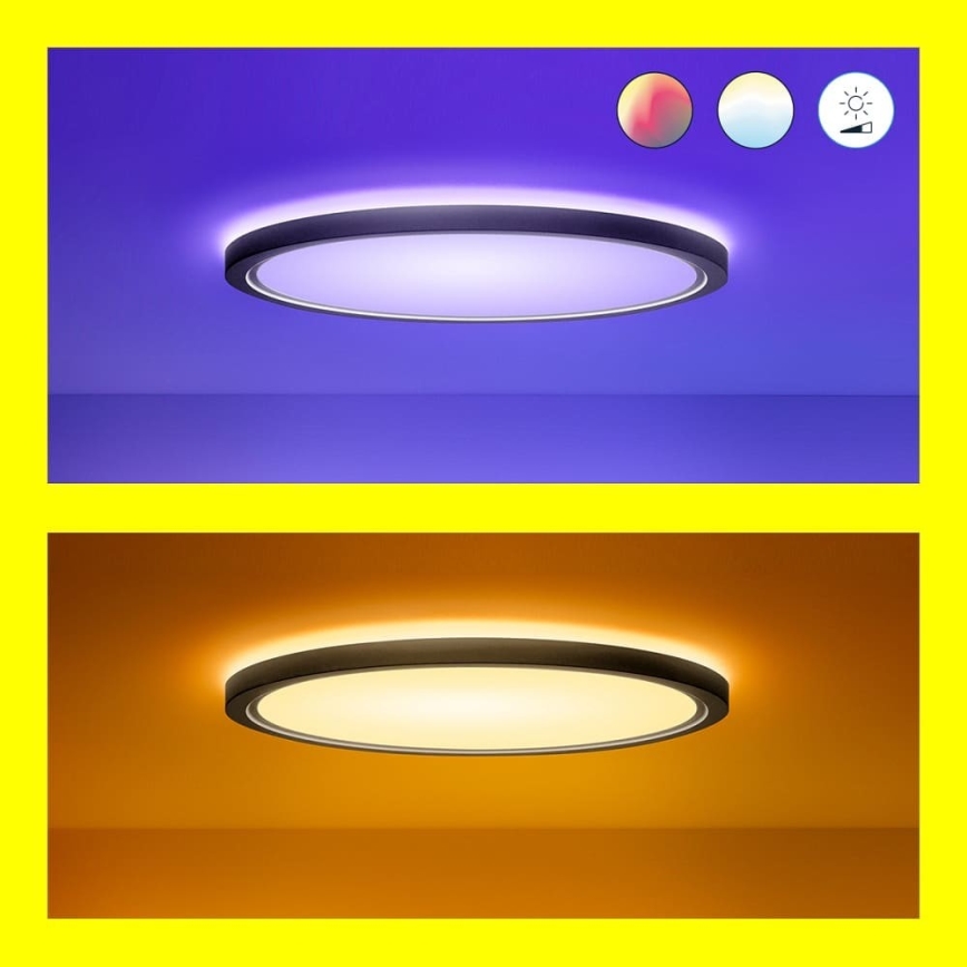 WiZ - Iluminação de teto LED RGB com regulação SUPERSLIM LED/32W/230V 2700-6500K Wi-Fi preto