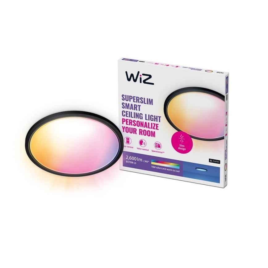 WiZ - Iluminação de teto LED RGB com regulação SUPERSLIM LED/32W/230V 2700-6500K Wi-Fi preto