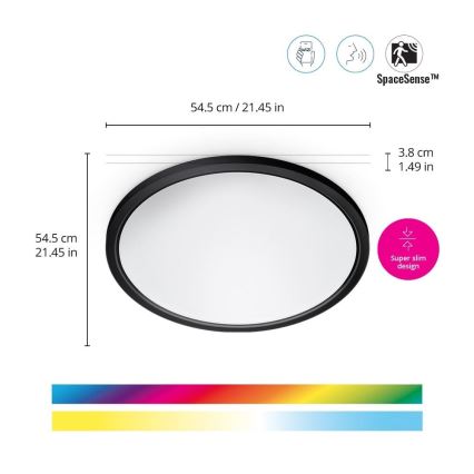 WiZ - Iluminação de teto LED RGB com regulação SUPERSLIM LED/32W/230V 2700-6500K Wi-Fi preto