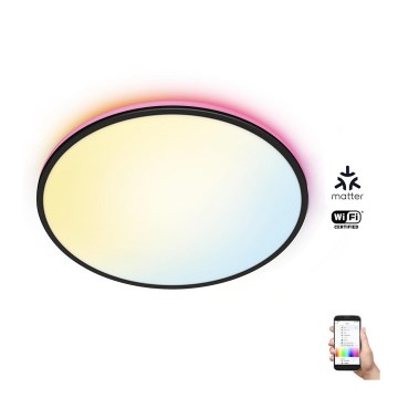 WiZ - Iluminação de teto LED RGBW com regulação RUNE LED/21W/230V 2200-6500K Wi-Fi preto