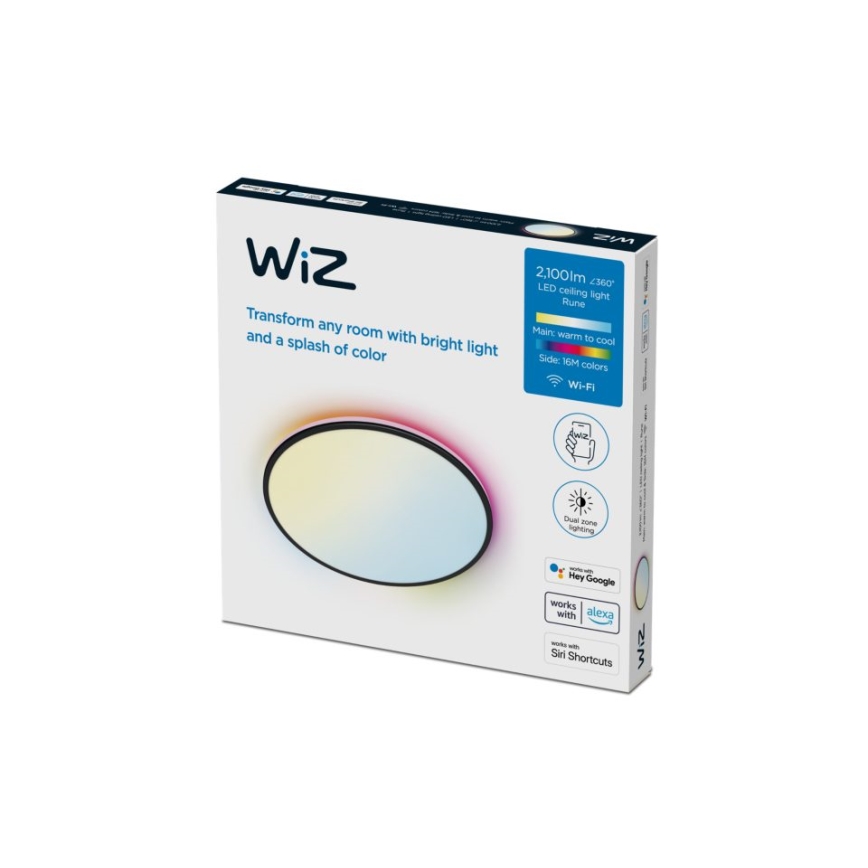 WiZ - Iluminação de teto LED RGBW com regulação RUNE LED/21W/230V 2200-6500K Wi-Fi preto