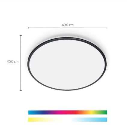 WiZ - Iluminação de teto LED RGBW com regulação RUNE LED/21W/230V 2200-6500K Wi-Fi preto