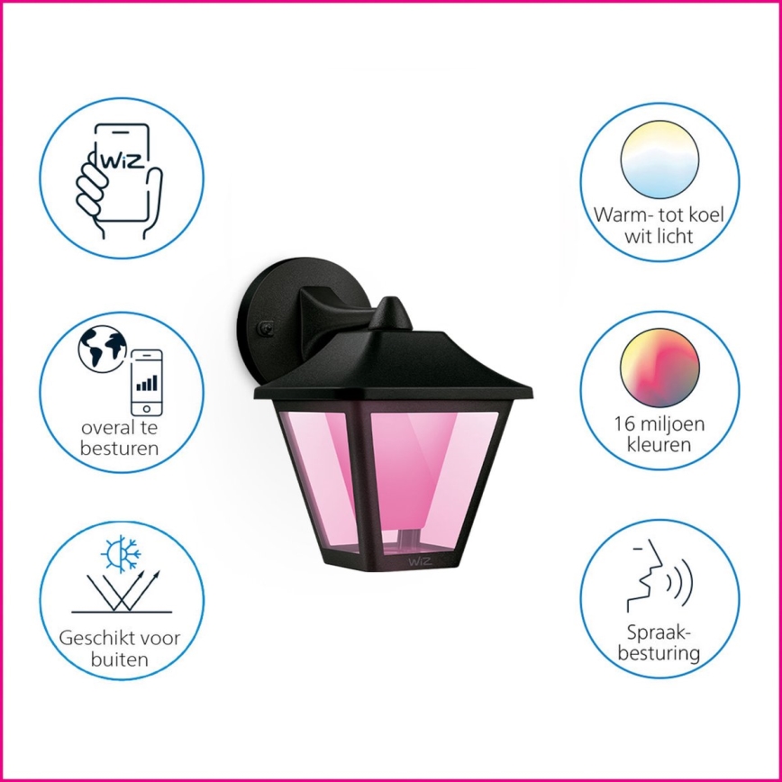 WiZ - LED RGBW Iluminação de parede exterior com regulação LED/9,5W/230V 2700-5000K IP44 Wi-Fi