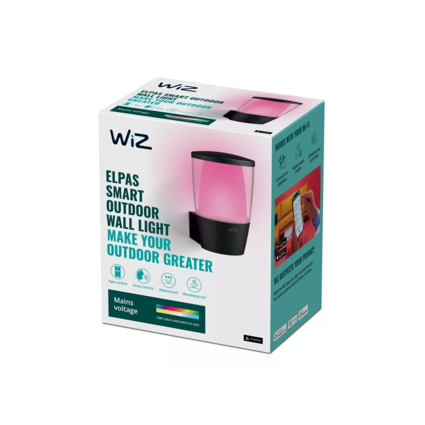 WiZ - LED RGBW Iluminação de parede exterior com regulação ELPAS LED/8,5W/230V 2700–5000K IP44 Wi-Fi