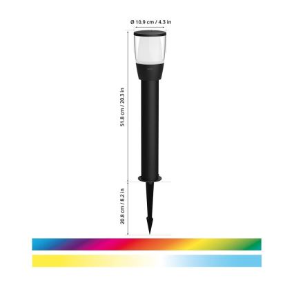WiZ - Conjunto de extensão LED RGBW Regulação exterior candeeiro ELPAS LED/3,6W/12V 2700-5000K IP65 Wi-Fi