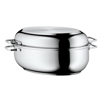 WMF - Assadeira oval com tampa  41x28,5 x18 cm aço inoxidável
