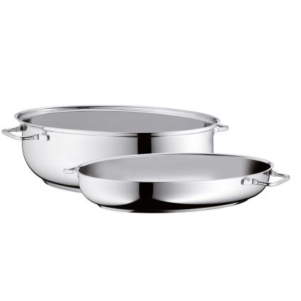 WMF - Assadeira oval com tampa  41x28,5 x18 cm aço inoxidável