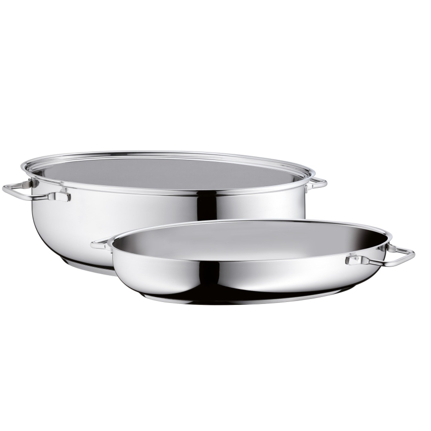 WMF - Assadeira oval com tampa  41x28,5 x18 cm aço inoxidável