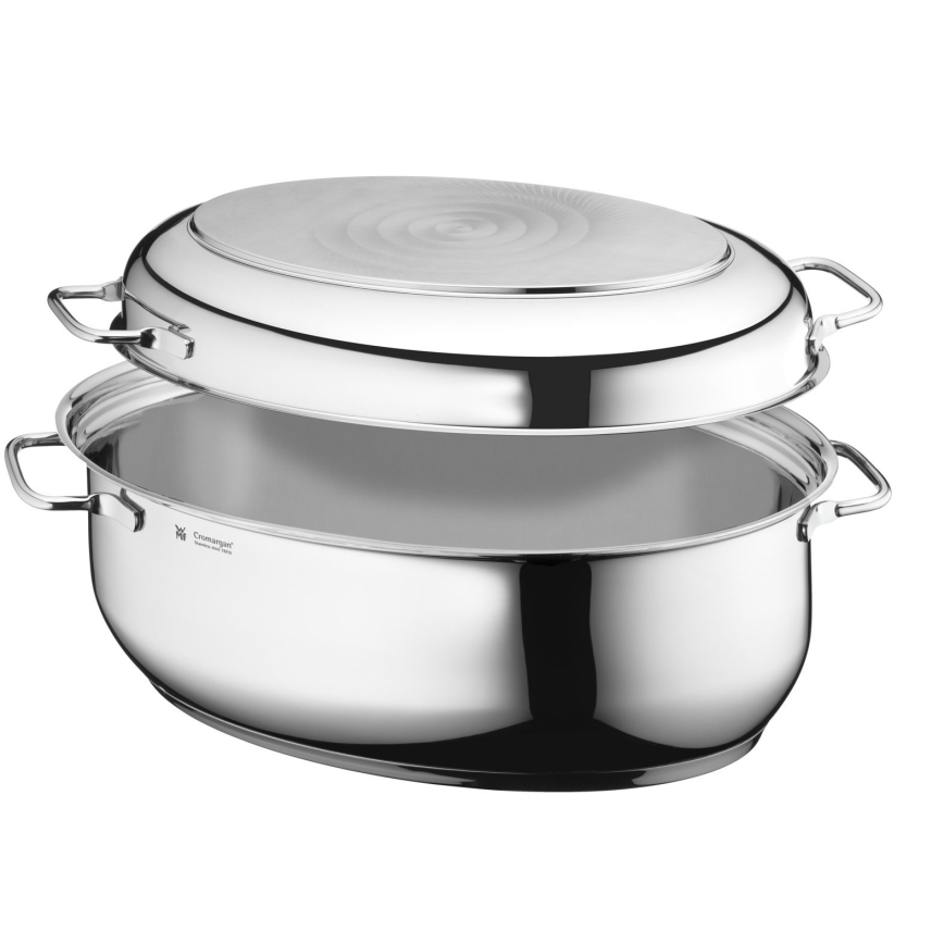 WMF - Assadeira oval com tampa  41x28,5 x18 cm aço inoxidável