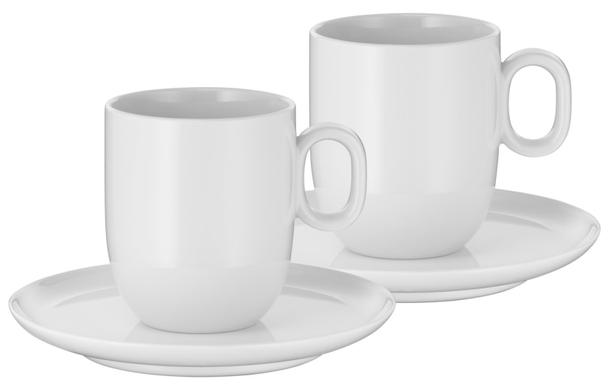 WMF - CONJUNTO 2x Chávenas de café com um pires BARISTA 170 ml branco
