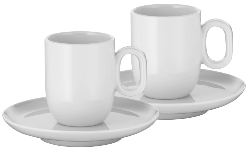 WMF - CONJUNTO 2x Chávenas de café expresso com pires BARISTA branco
