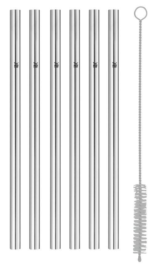 WMF - CONJUNTO 6x Palhinhas em aço inoxidável BARIC + escova de limpeza