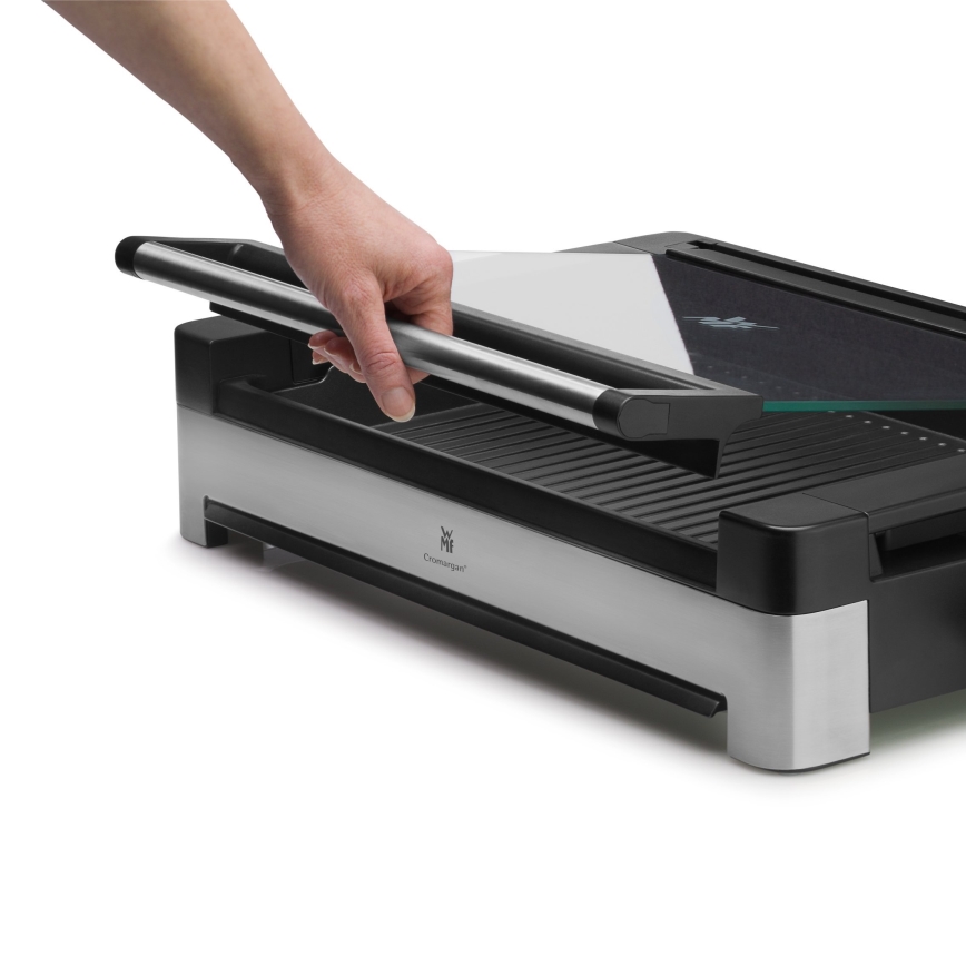 WMF - Grelhador elétrico de mesa com tampa LONO 2200W/230V aço inoxidável