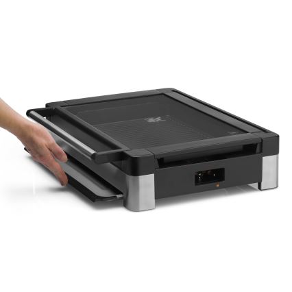 WMF - Grelhador elétrico de mesa com tampa LONO 2200W/230V aço inoxidável