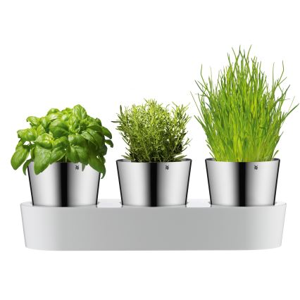 WMF - Vaso de ervas com rega automática 3unid. GOURMET branco/aço inoxidável