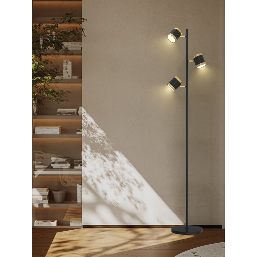 Wofi 3003-304S - Candeeiro de chão LED com regulação TOULOUSE LED/21W/230V preto/dourada