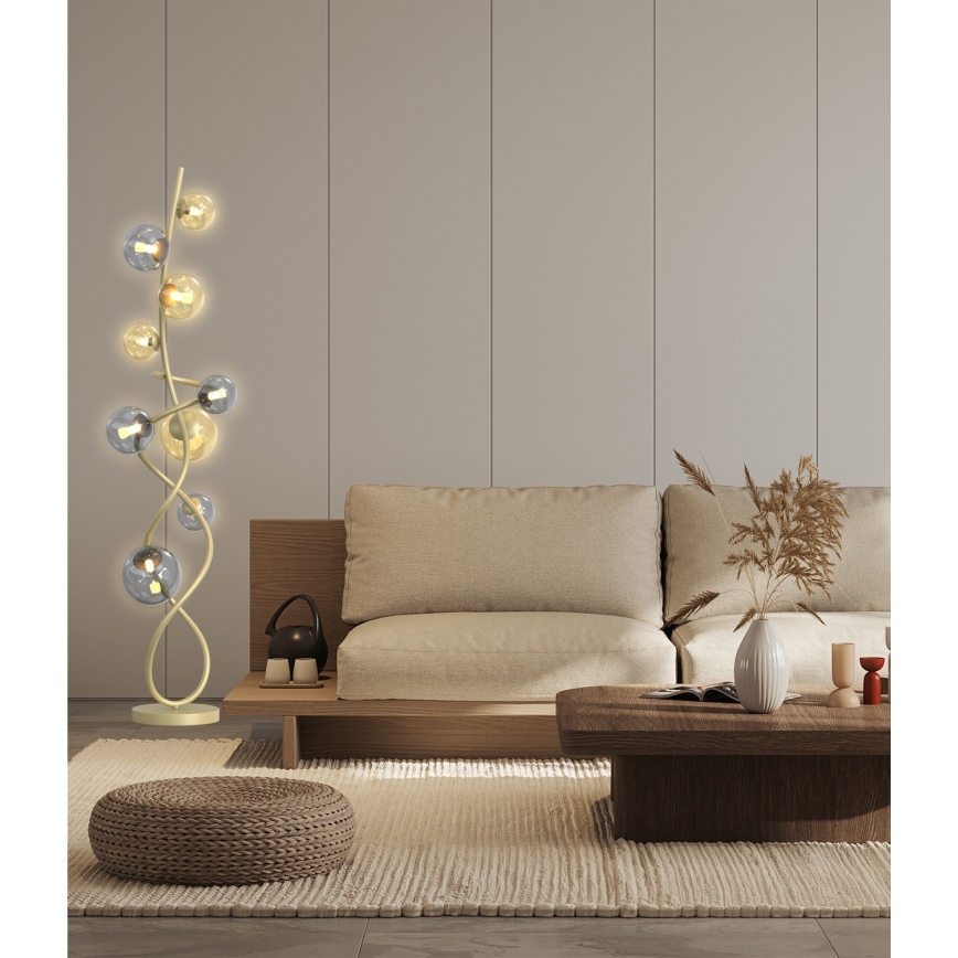Wofi 3014-904 - Candeeiro de chão LED NANCY 9xG9/3,5W/230V dourada/cinzento