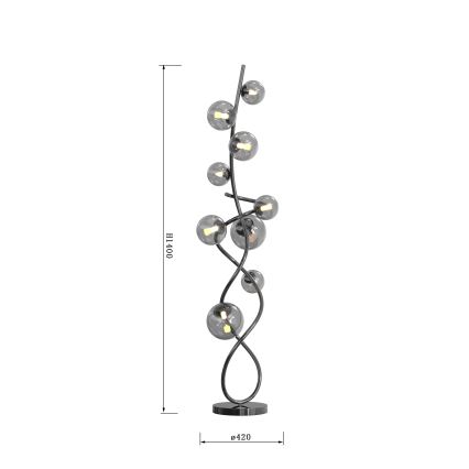 Wofi 3014-905 - Candeeiro de chão LED NANCY 9xG9/3,5W/230V preto cromado