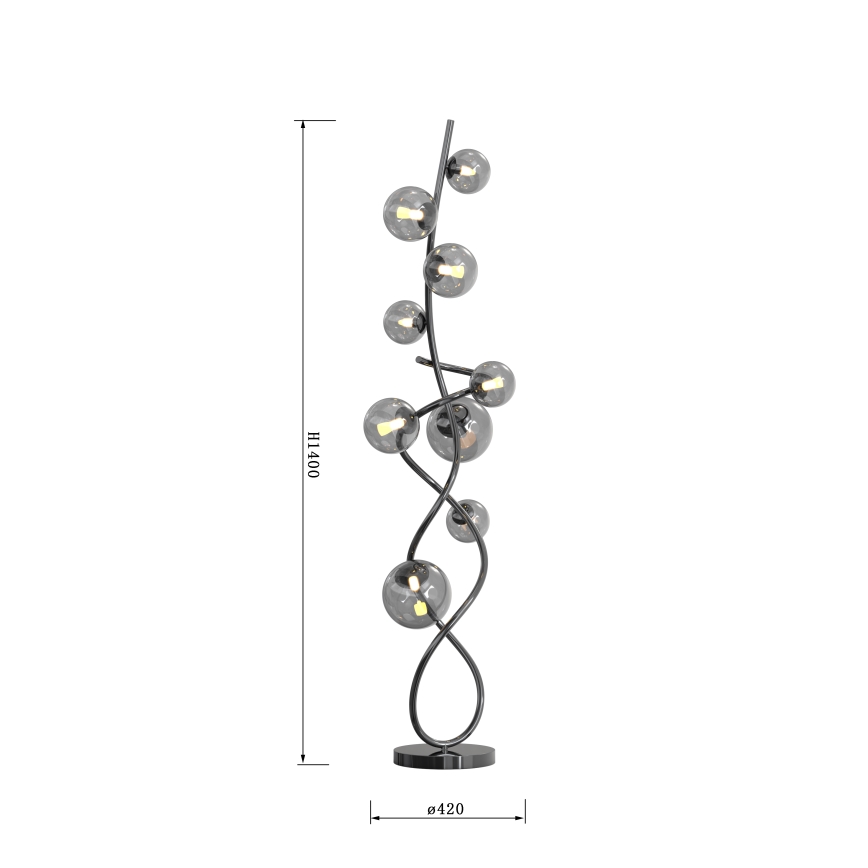 Wofi 3014-905 - Candeeiro de chão LED NANCY 9xG9/3,5W/230V preto cromado