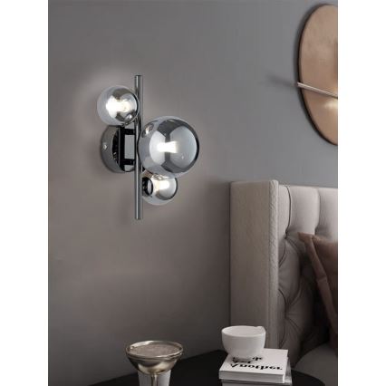 Wofi 4014.03.24.9000 - Iluminação de parede LED VILLA 3xG9/3W/230V preto/cromado brilhante