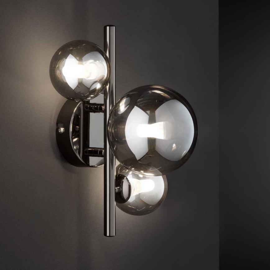Wofi 4014.03.24.9000 - Iluminação de parede LED VILLA 3xG9/3W/230V preto/cromado brilhante