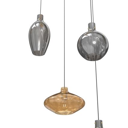 Wofi 5005-501 - Candelabro suspenso ROUEN 5xE14/40W/230V dourada/cinzento