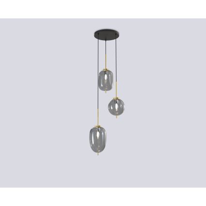 Wofi 5007-302 - Candelabro suspenso BELLEVILLE 3xE14/40W/230V preto/dourada