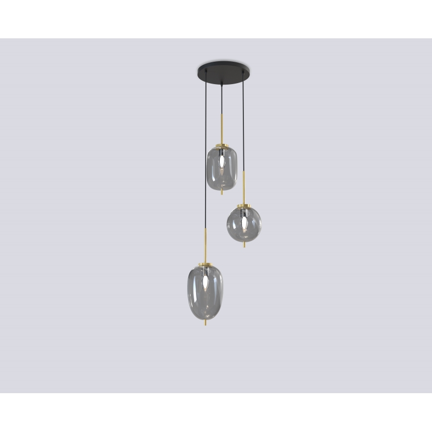 Wofi 5007-302 - Candelabro suspenso BELLEVILLE 3xE14/40W/230V preto/dourada
