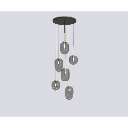 Wofi 5007-502 - Candelabro suspenso BELLEVILLE 6xE14/40W/230V preto/dourada