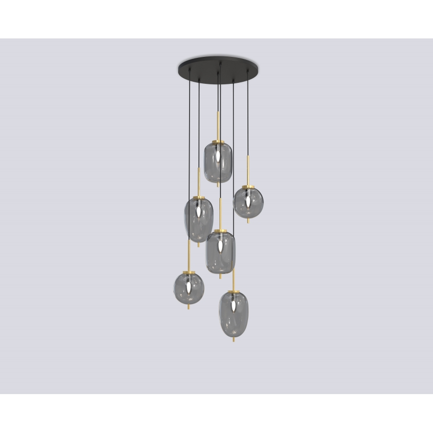 Wofi 5007-502 - Candelabro suspenso BELLEVILLE 6xE14/40W/230V preto/dourada