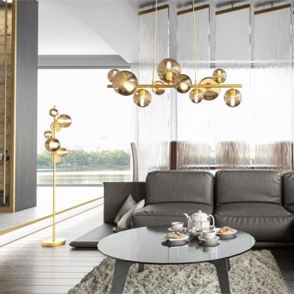 Wofi 6014.10.14.9000 - Candelabro suspenso LED VILLA 10xG9/3W/230V dourada
