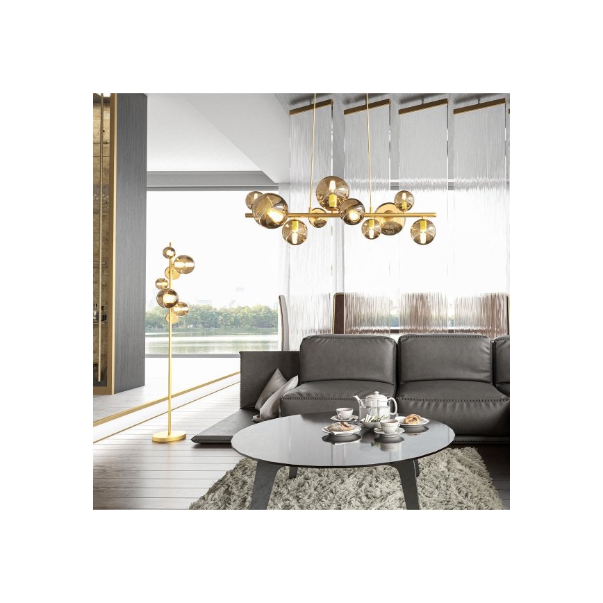 Wofi 6014.10.14.9000 - Candelabro suspenso LED VILLA 10xG9/3W/230V dourada