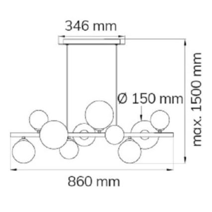 Wofi 6014.10.14.9000 - Candelabro suspenso LED VILLA 10xG9/3W/230V dourada