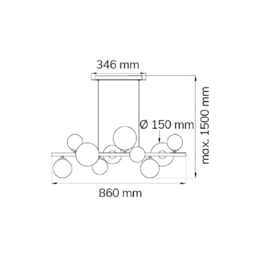 Wofi 6014.10.14.9000 - Candelabro suspenso LED VILLA 10xG9/3W/230V dourada