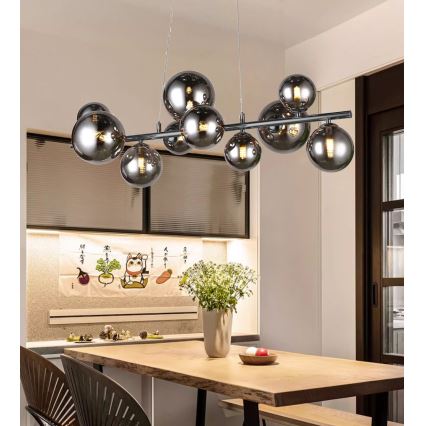 Wofi 6014.10.24.9000 - Candeeiro suspenso LED VILLA 10xG9/3W/230V preto/cromado brilhante