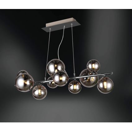 Wofi 6014.10.24.9000 - Candeeiro suspenso LED VILLA 10xG9/3W/230V preto/cromado brilhante